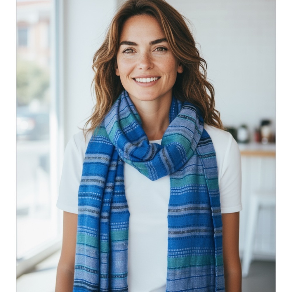 Collection XIIX Blue and Green Scarf